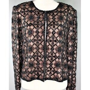 Vtg J Kara NY Jacket S Sheer Beaded Silk Formal Special Occassion Glam India